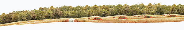 Each cottage will be tucked into manmade hills.